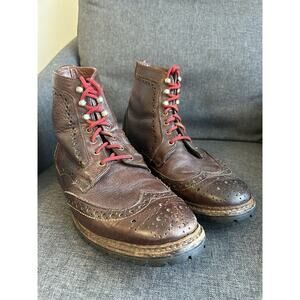 Allen Edmonds ‘Long Branch’ Brown Wingtip Ankle Boots USA Vibram 6021 Size 9.5 D